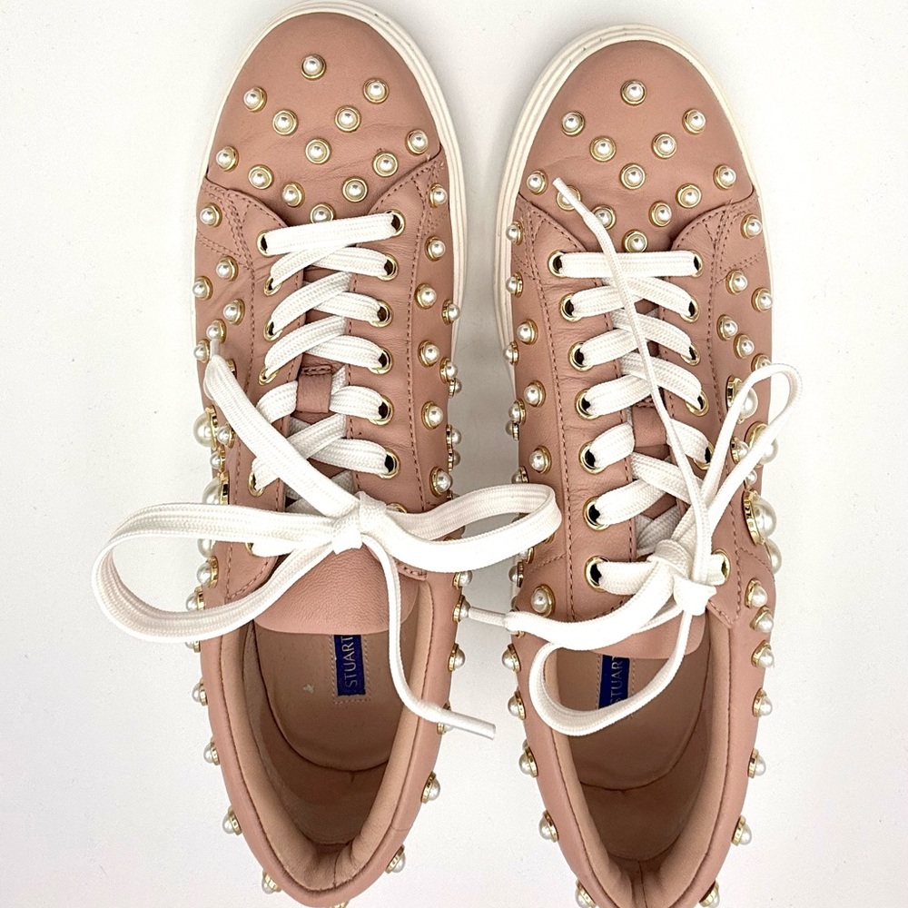 Stuart Weitzman Pearline Buff Studded  Sneakers Women's 10 (1/2 to charity)
